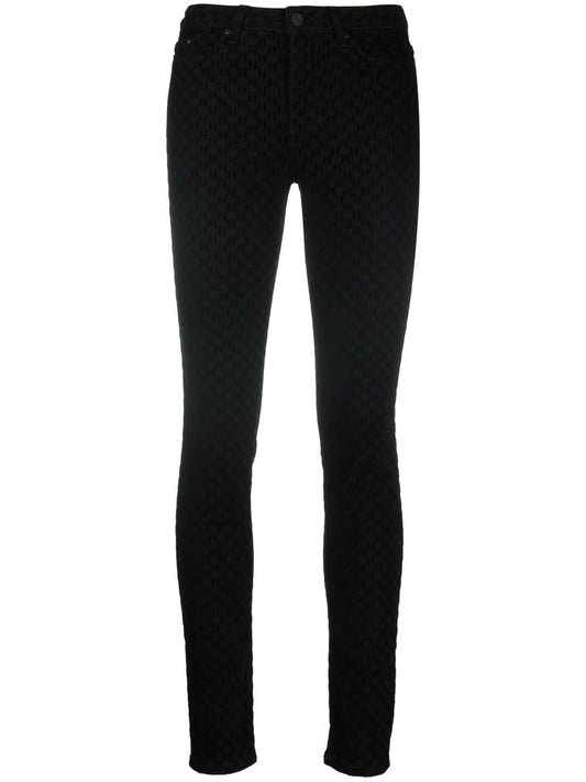 Logo-Flock Skinny Jeans