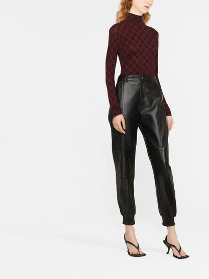 Tapered-Leg Leather Trousers
