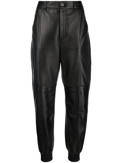 Tapered-Leg Leather Trousers