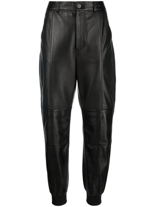 Tapered-Leg Leather Trousers