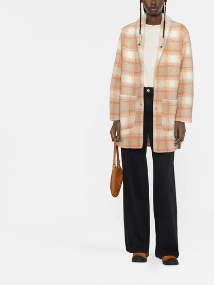 Checked Single-Breasted Coat