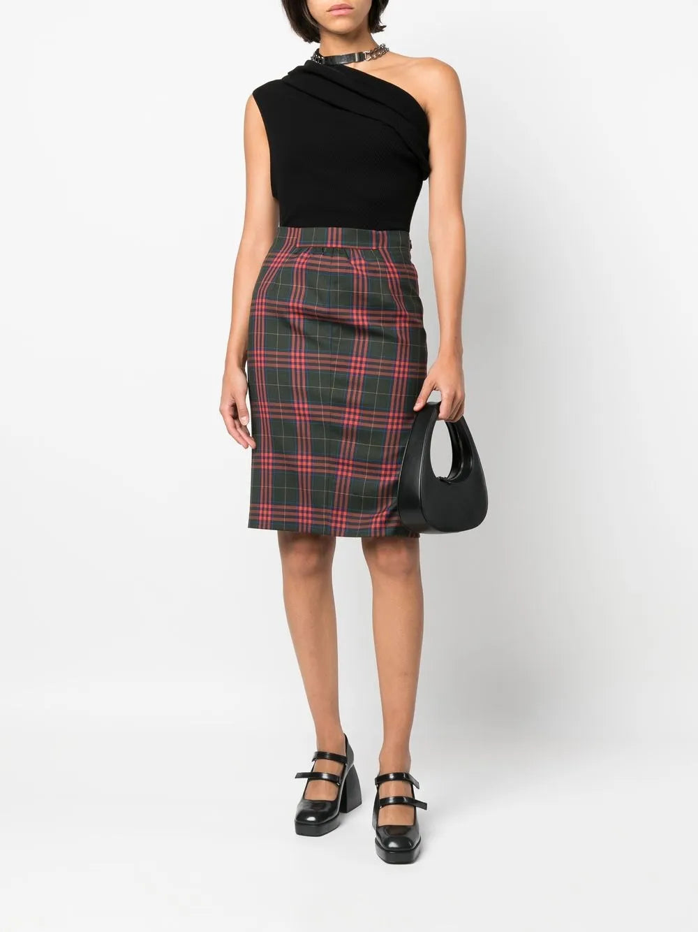 High-Waisted Check-Skirt