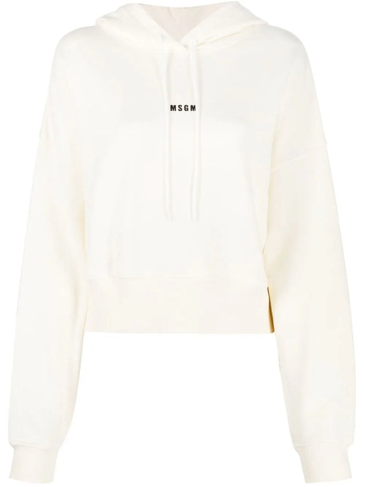 Cropped Logo-Print Hoodie