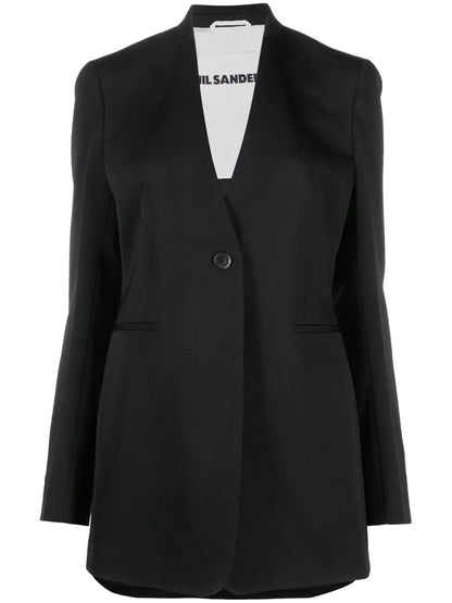Lapelless Single-Breasted Blazer