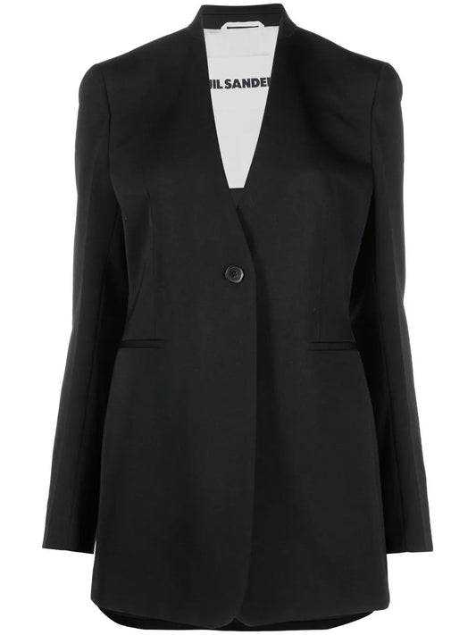 Lapelless Single-Breasted Blazer