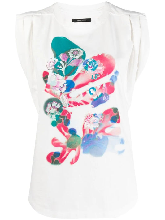 Graphic-Print Cap-Sleeve T-Shirt