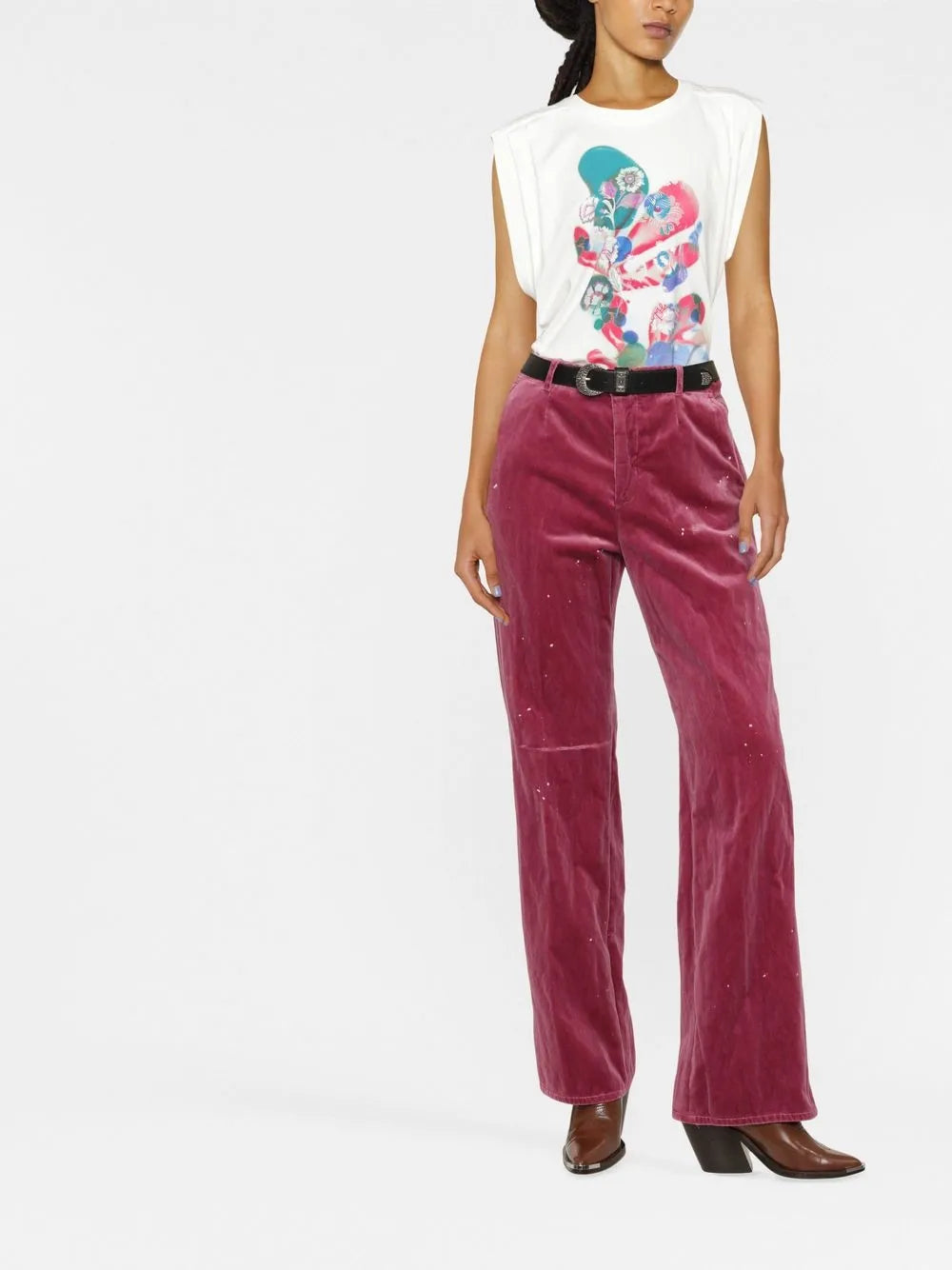 Graphic-Print Cap-Sleeve T-Shirt