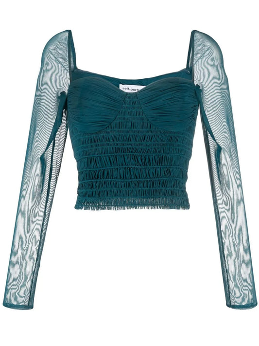 Gathered-Detail Long-Sleeve Top