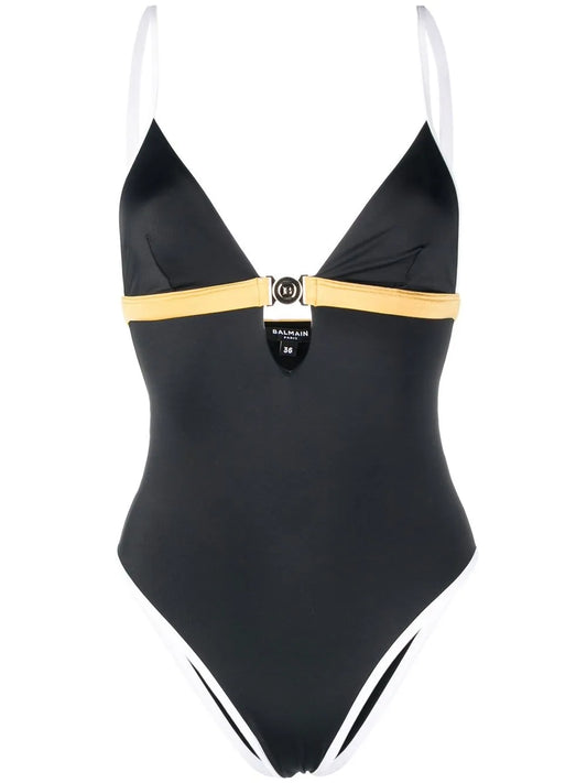 Colour-Block Fitted Swimsuit