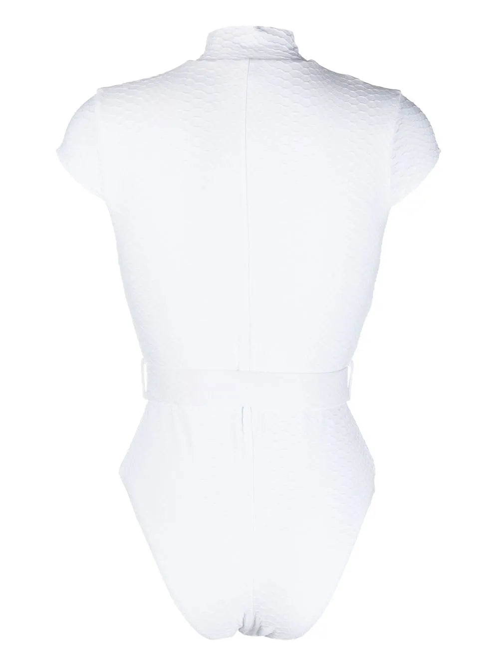 Belted Cap-Sleeve Swimsuit