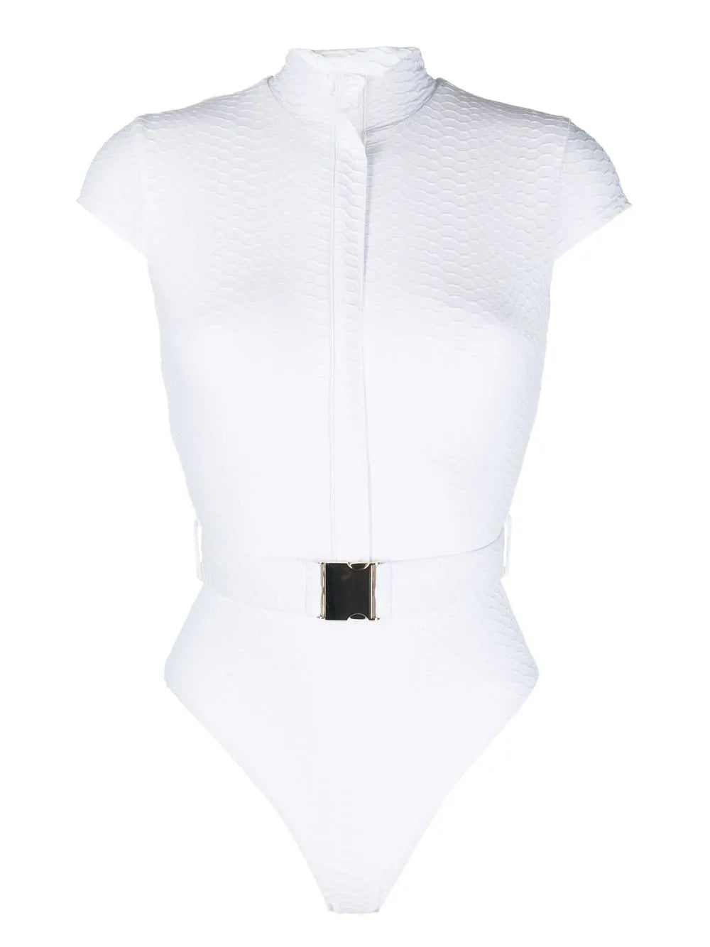 Belted Cap-Sleeve Swimsuit