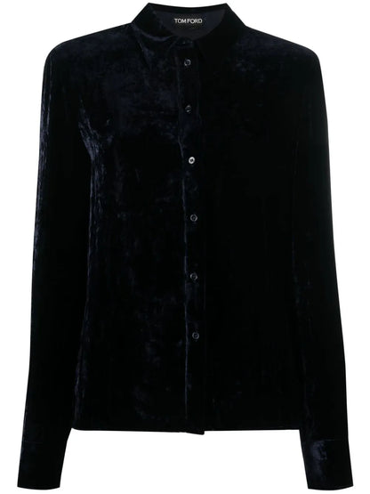 Velvet-Effect Long-Sleeve Shirt