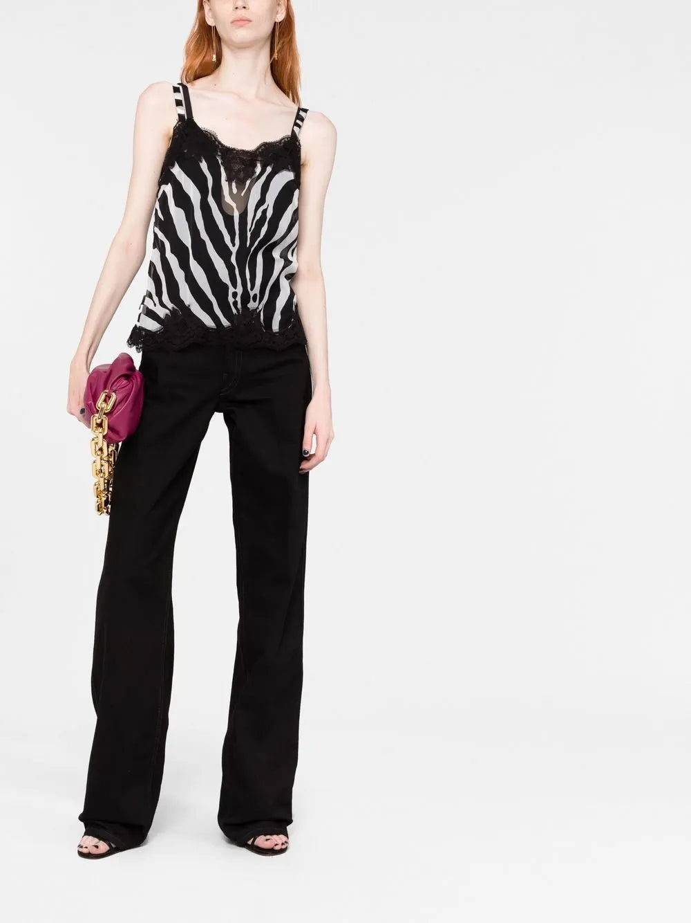Zebra-Print Chiffon Camisole Top