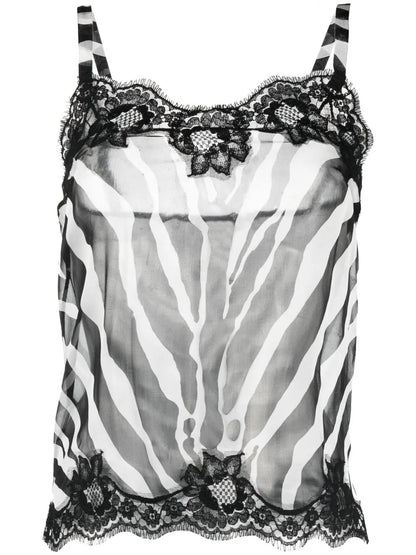 Zebra-Print Chiffon Camisole Top