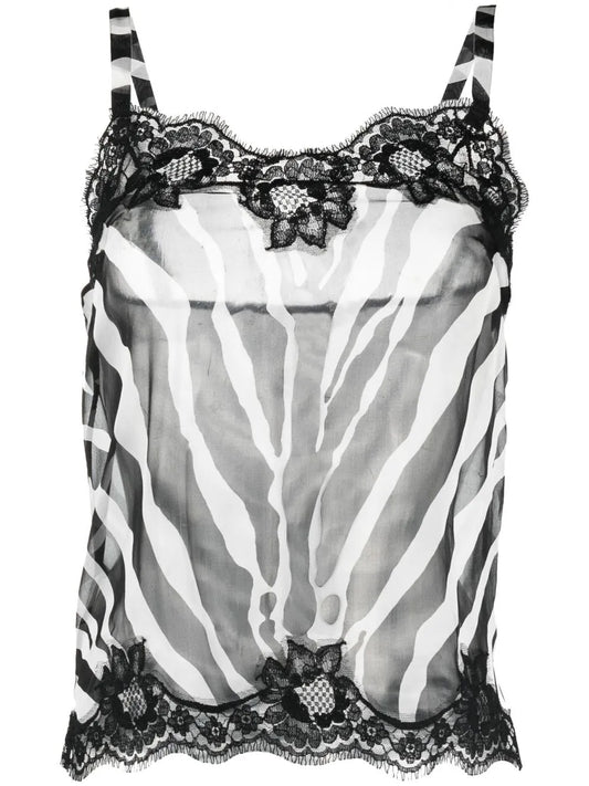 Zebra-Print Chiffon Camisole Top