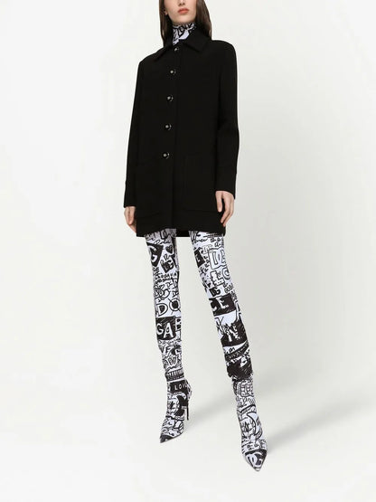 Galalith-Button Crepe Peacoat