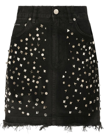 Studded Denim Miniskirt