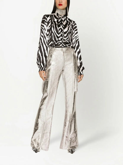 Zebra-Print Satin Shirt