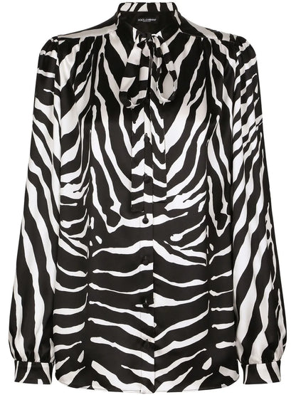 Zebra-Print Satin Shirt