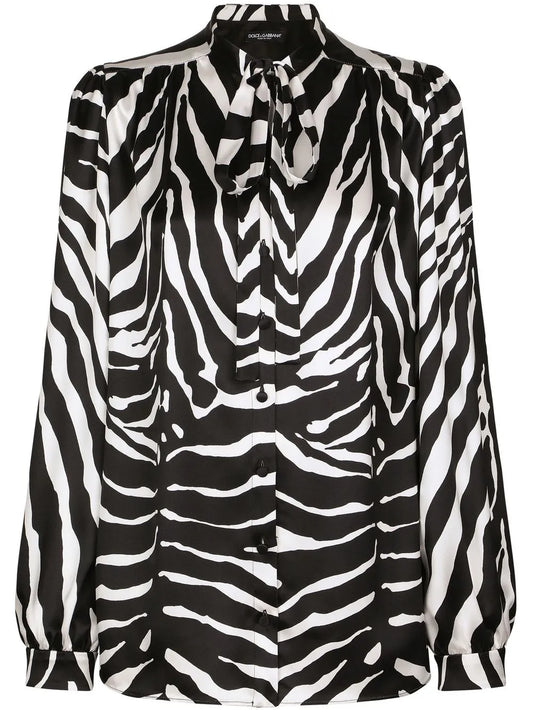 Zebra-Print Satin Shirt
