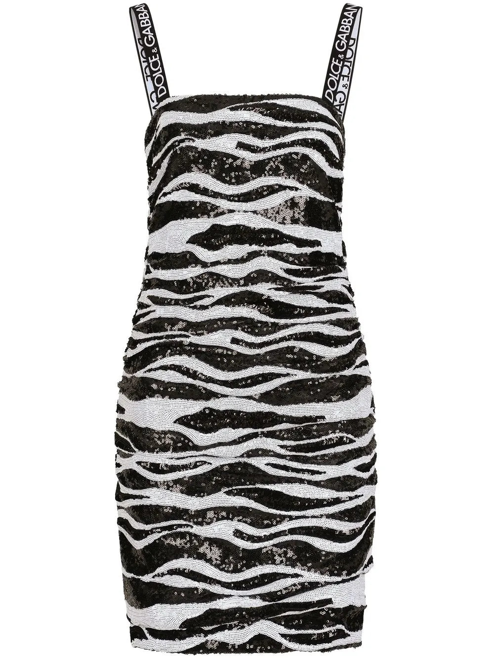 Sequin-Embellished Zebra Print Mini Dress