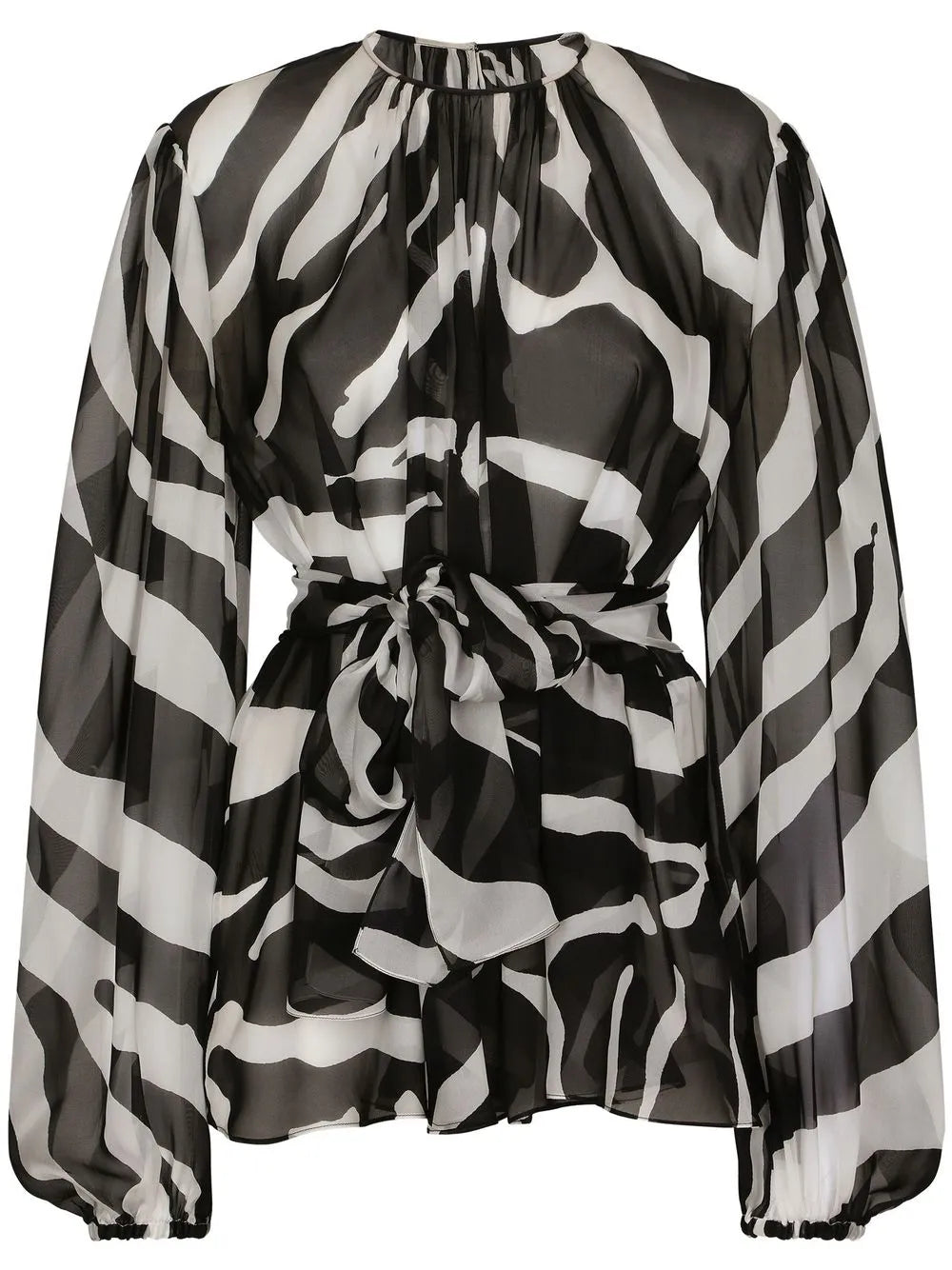 Zebra-Print Chiffon Blouse