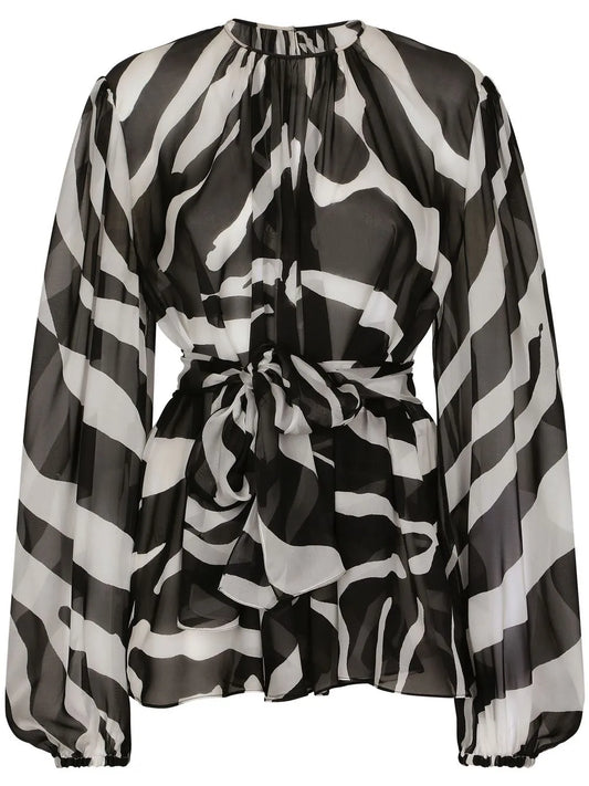 Zebra-Print Chiffon Blouse