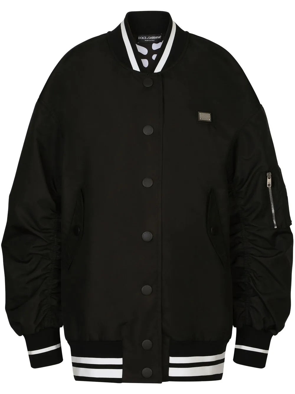 Stripe-Trim Bomber Jacket