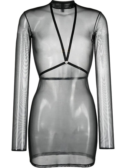Harness-Detail Mesh Dress
