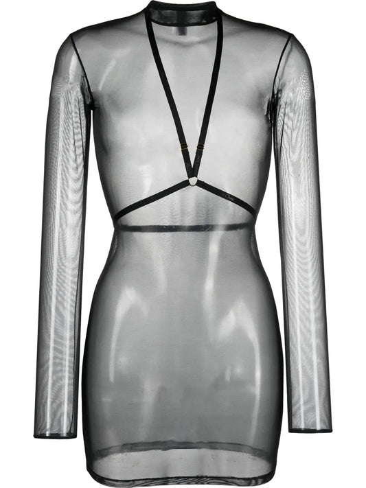 Harness-Detail Mesh Dress