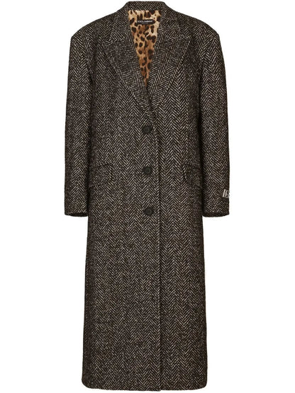 Herringbone Single-Breasted Coat