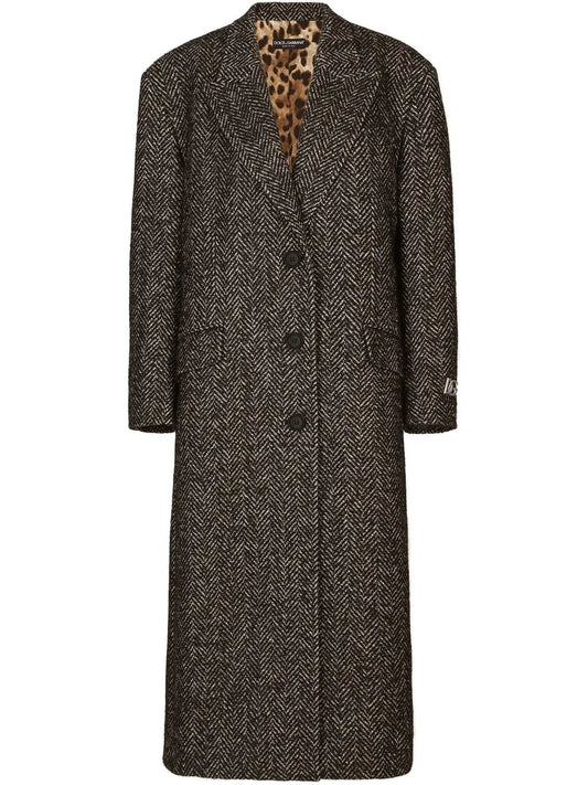 Herringbone Single-Breasted Coat