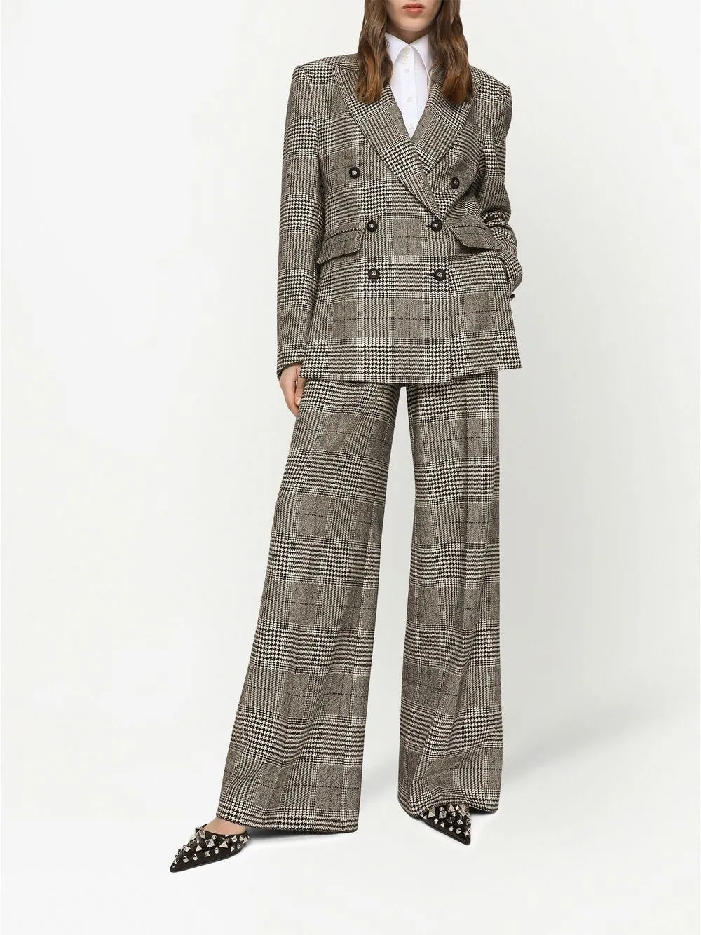 Glen-Plaid Double-Breasted Blazer