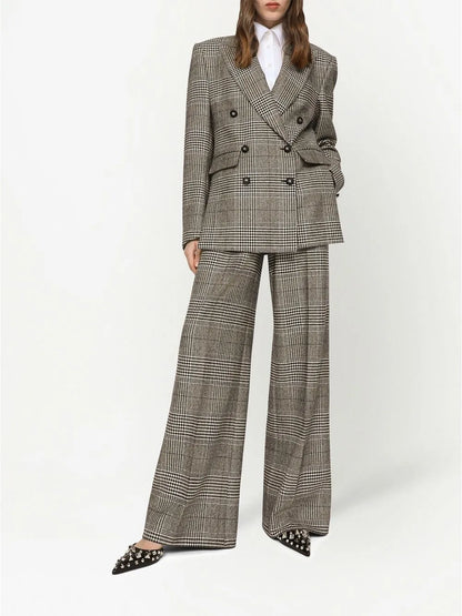 Glen-Plaid Double-Breasted Blazer