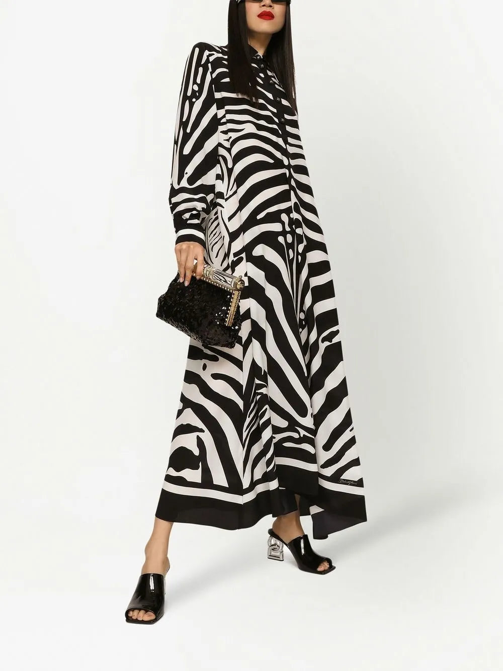 Zebra-Print Crepe-De-Chine Kaftan