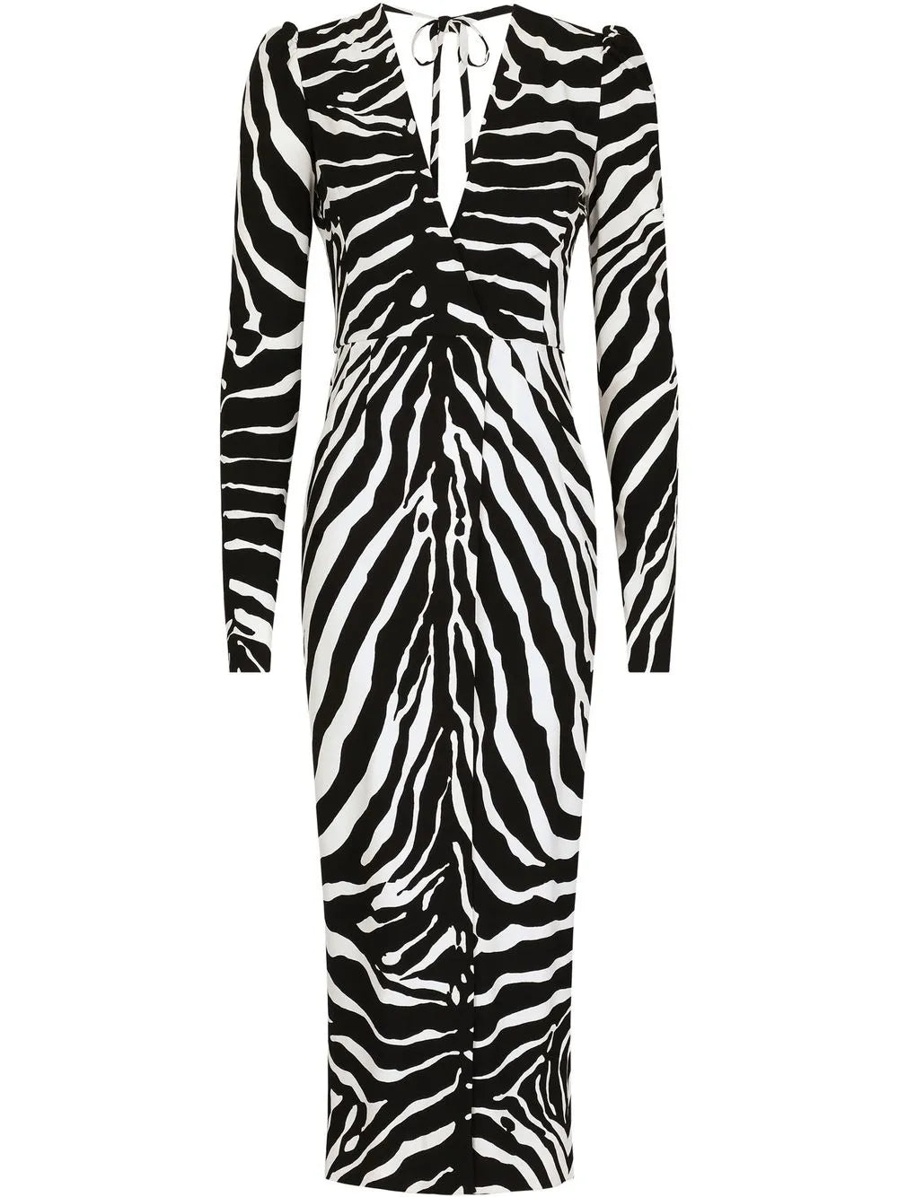 Zebra-Print Long-Sleeve Dress