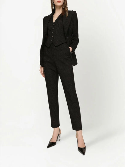 High-Waisted Jacquard Trousers