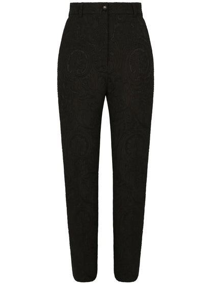 High-Waisted Jacquard Trousers