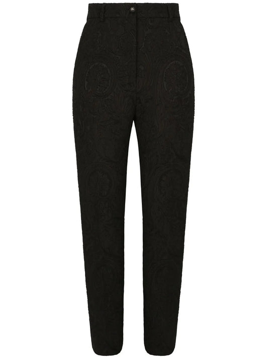High-Waisted Jacquard Trousers