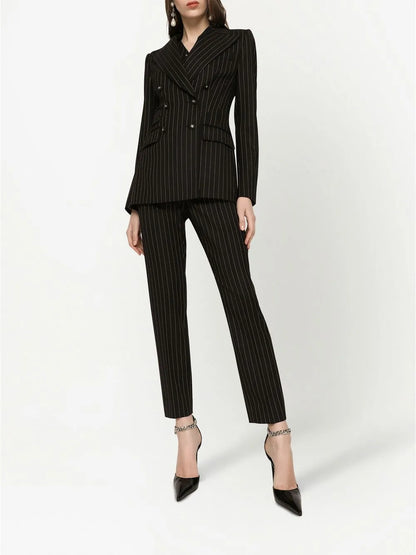Pinstriped Twill Trousers