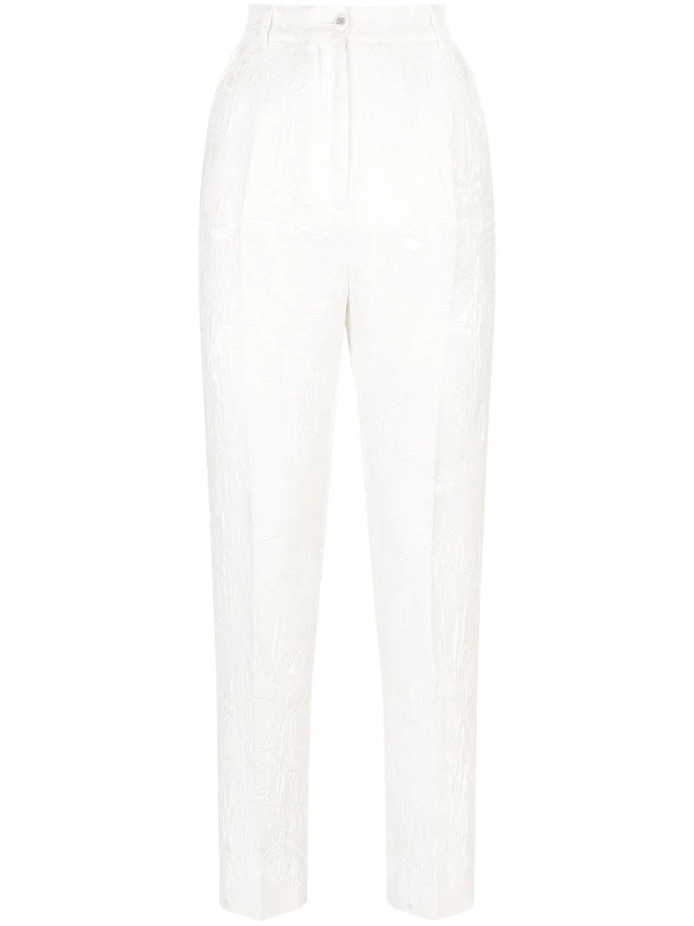 Floral-Brocade Tailored Trousers