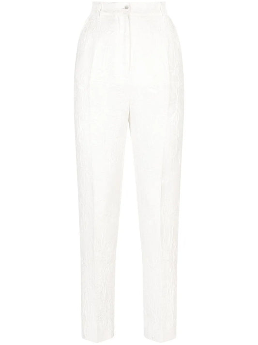 Floral-Brocade Tailored Trousers