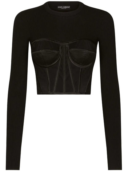 Fine-Rib Bustier Jumper