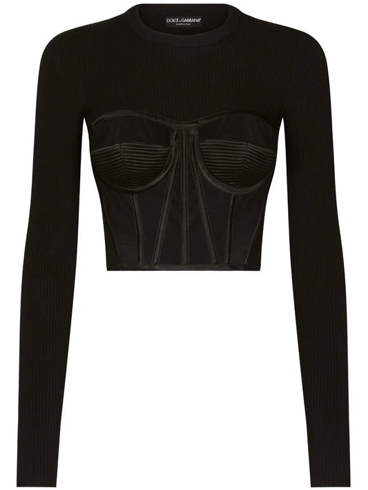 Fine-Rib Bustier Jumper