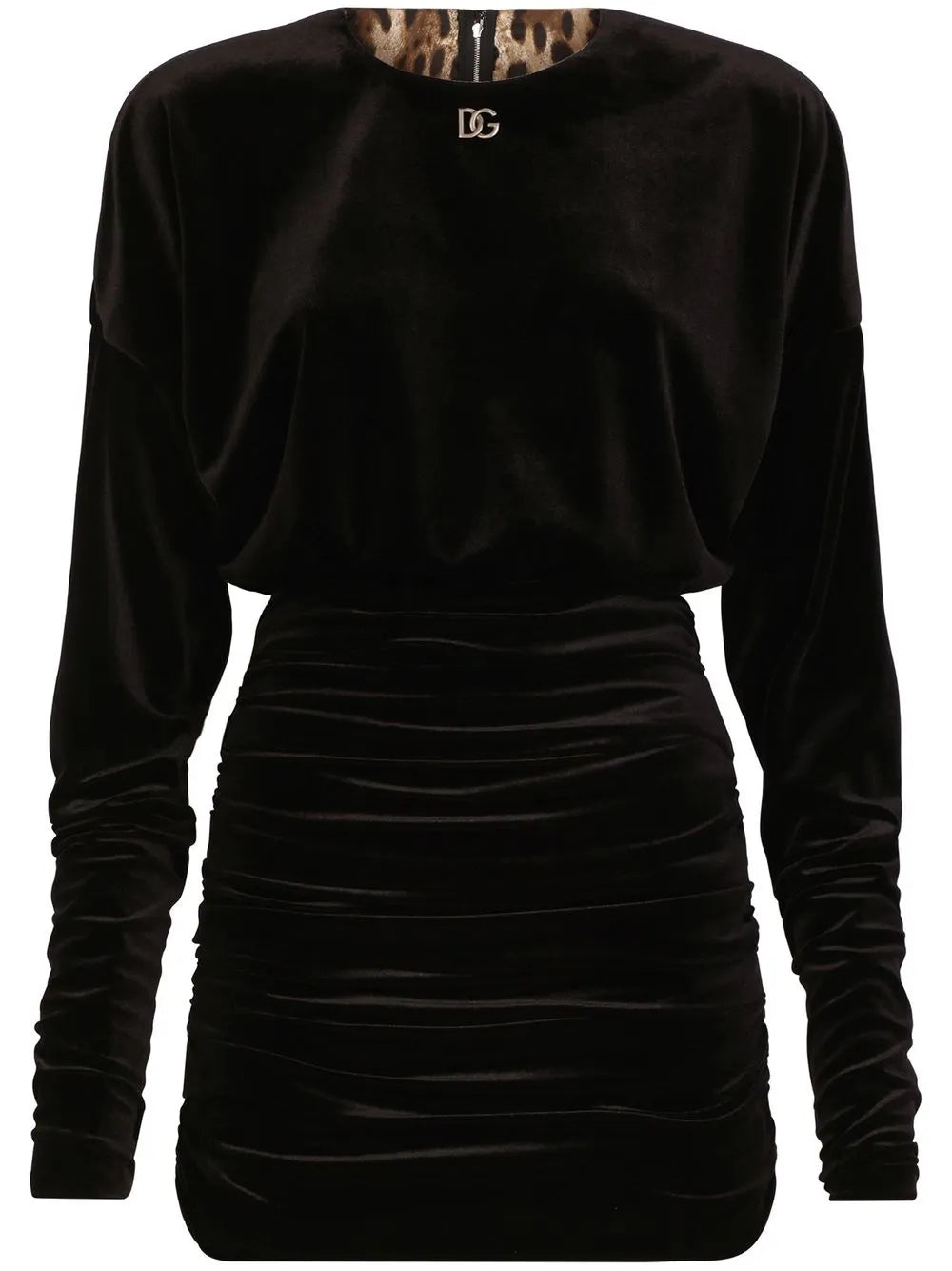 Dg-Logo Draped Velvet Minidress