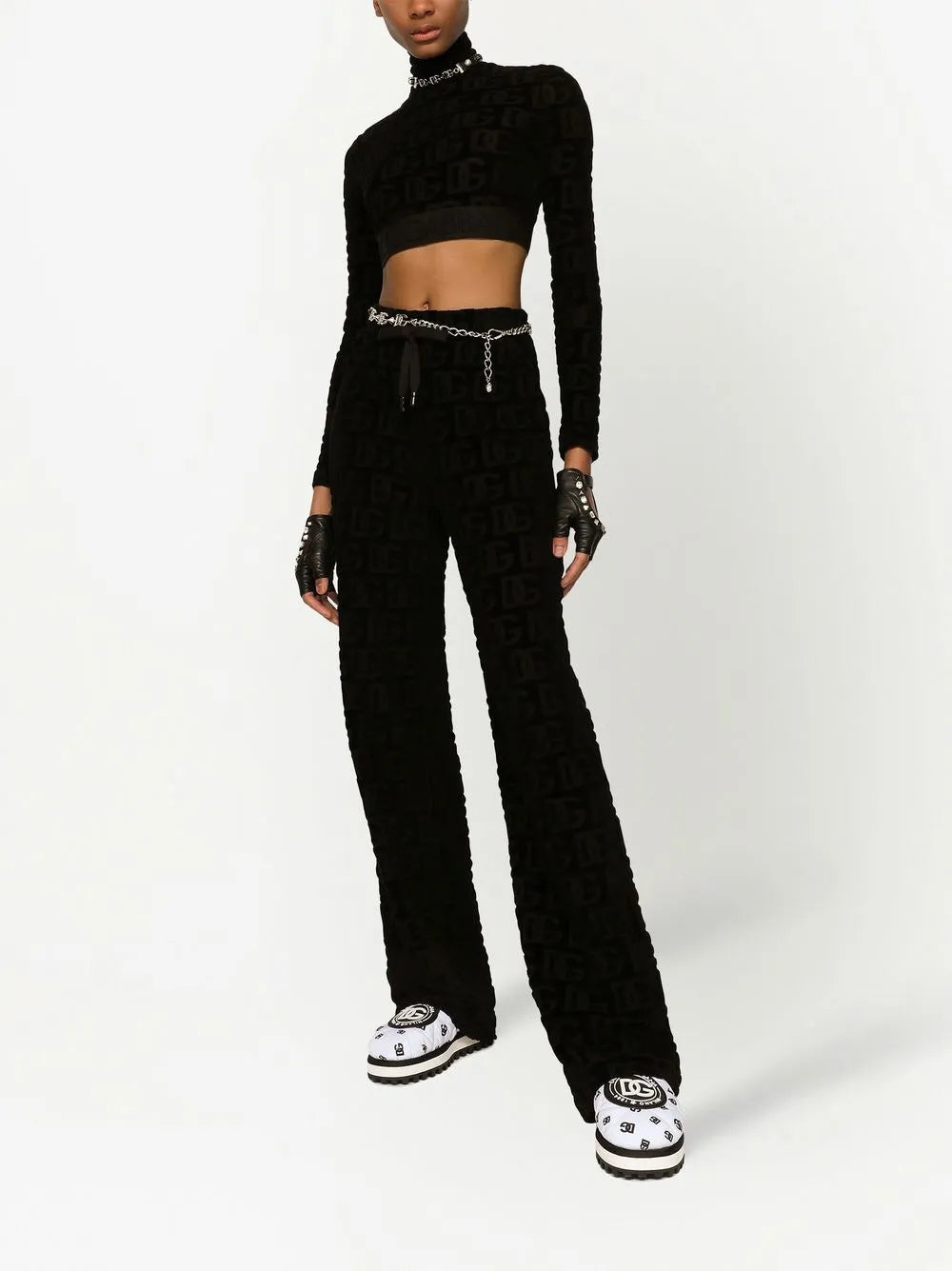 Dg-Logo Jacquard Flared Trousers