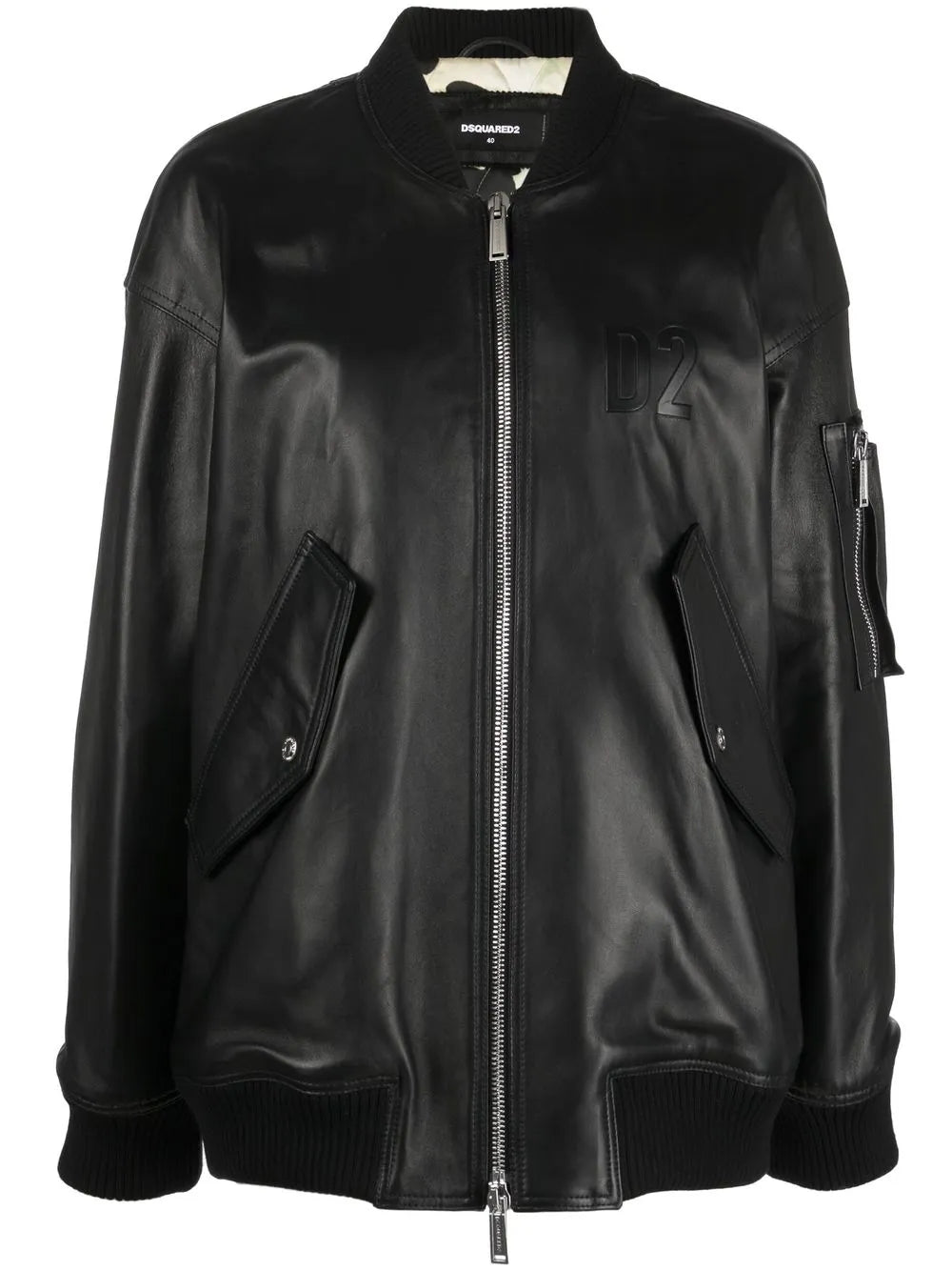 Debossed-Logo Leather Jacket