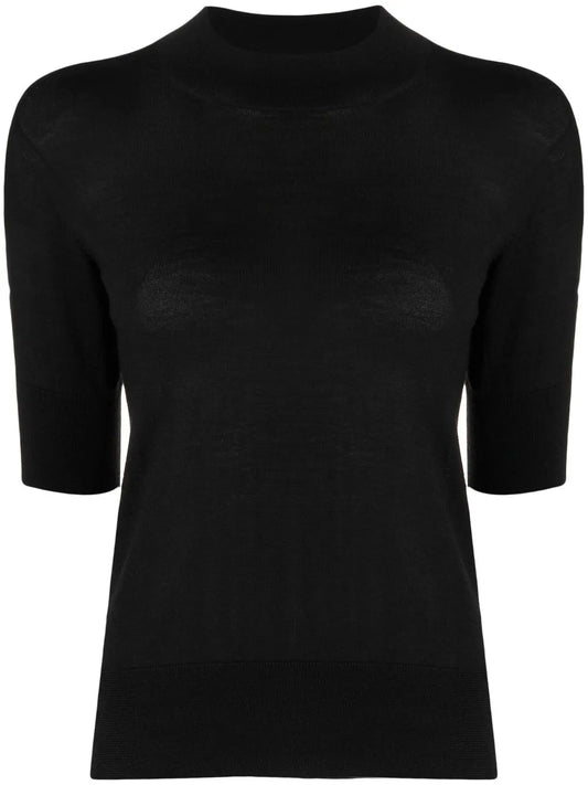 Short Sleeve Fine-Knit Top