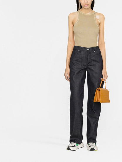 + High-Waisted Straight-Leg Jeans