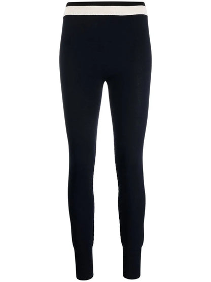 Contrast-Stripe Knitted Leggings